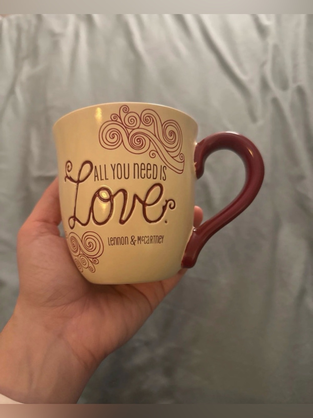 Vintage All you need is love Lennon & McCartney etched mug hallmark